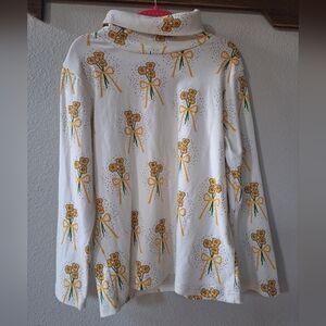 Mini Rodini Girls Bows And Bouquets Long Sleeve Turtleneck Top Size 8
